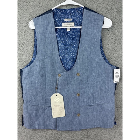 Joseph Abboud Vest Mens Medium %100 Linen Dress Waistcoat Double Breasted New